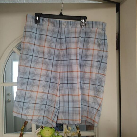 Nike Golf Tour Performance Dri Fit Light Blue Plaid Shorts Size Men's 36 - Picture 1 of 3